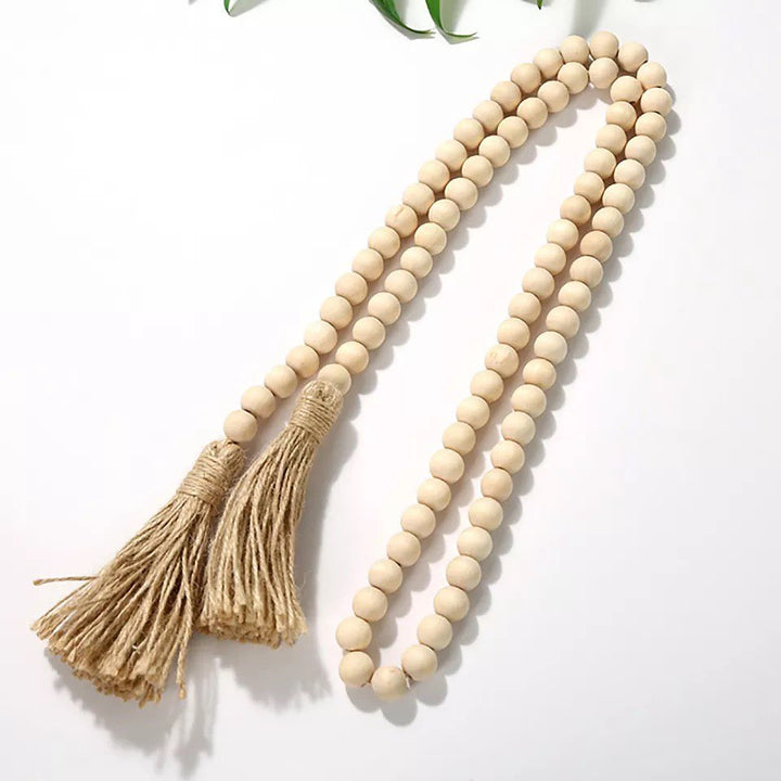 Natural Wood Bead Tassel Garland
