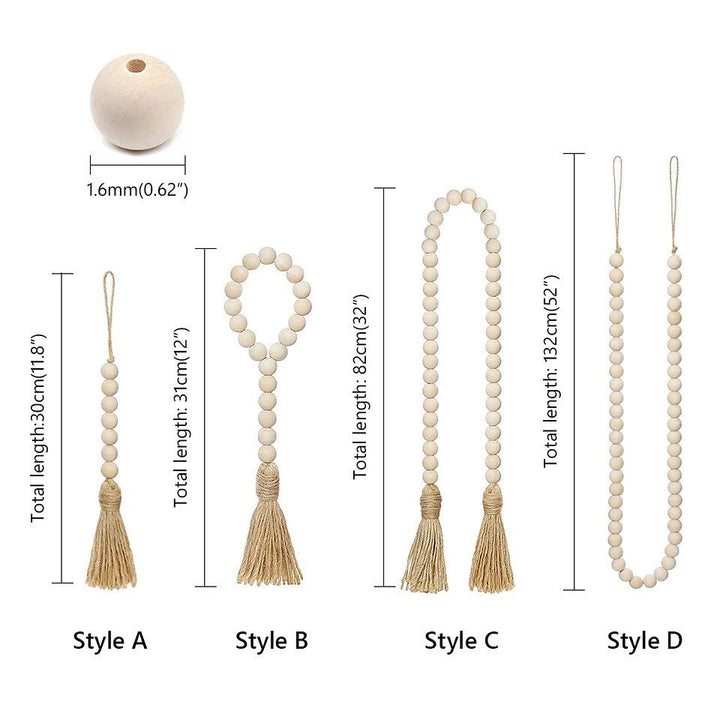 Natural Wood Bead Tassel Garland