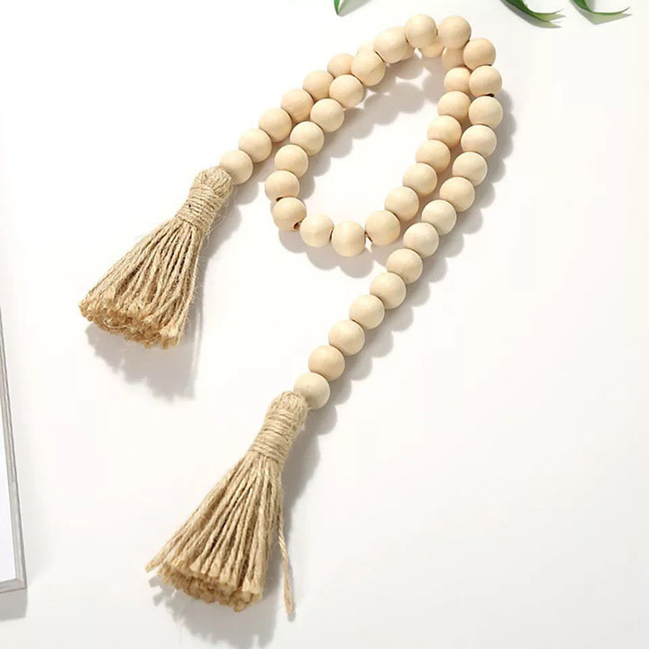 Natural Wood Bead Tassel Garland