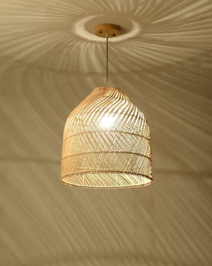 Rustic Woven Pendant Light with Bell-Shaped Design