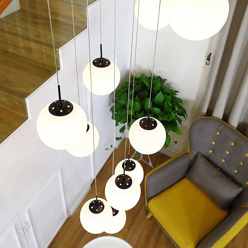 Gold Multi-Globe Pendant Light for Staircases