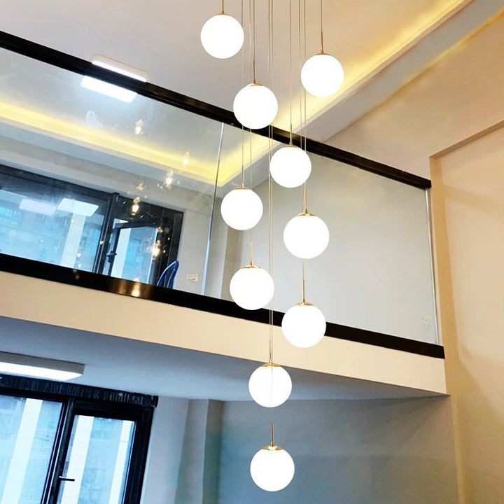 Gold Multi-Globe Pendant Light for Staircases