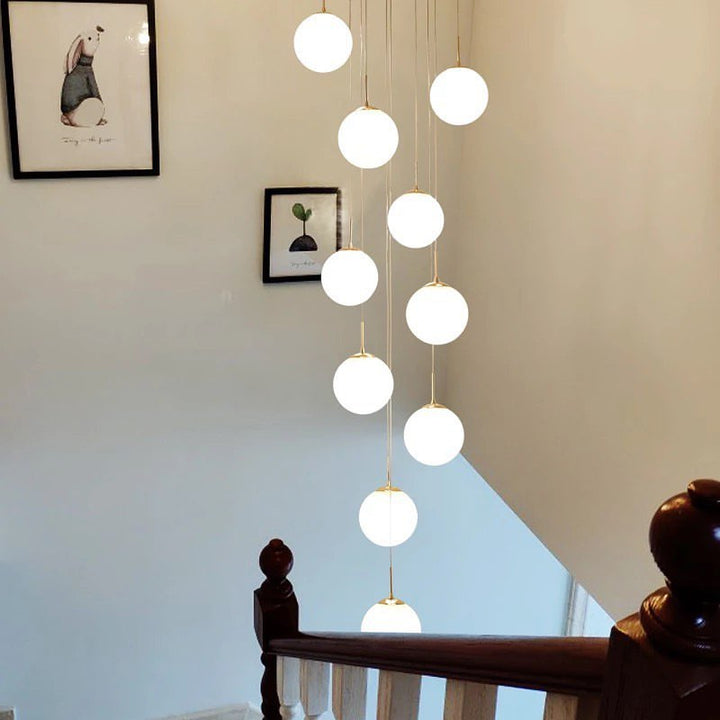 Gold Multi-Globe Pendant Light for Staircases