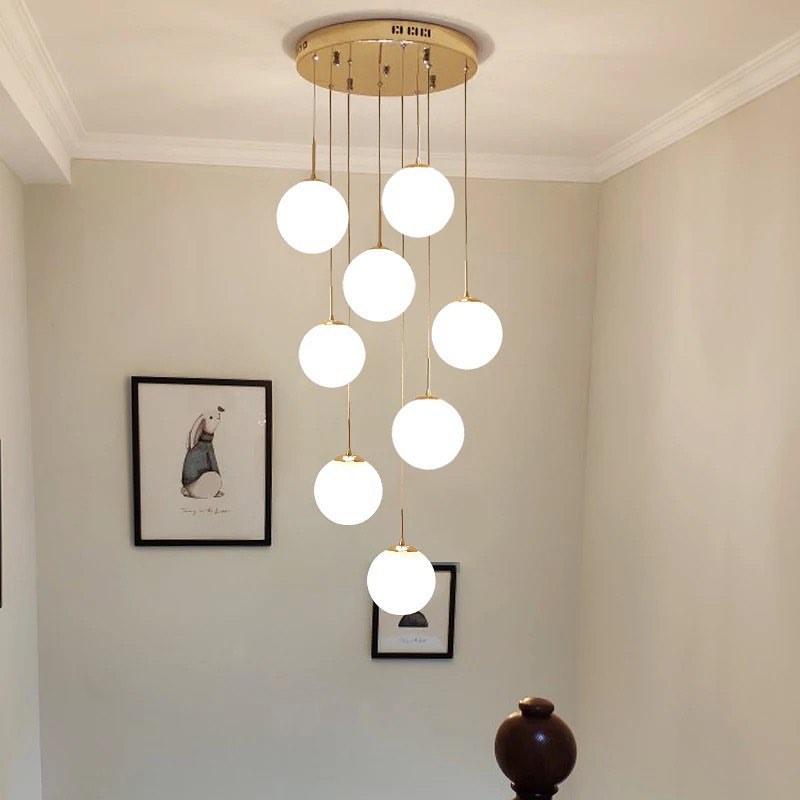 Gold Multi-Globe Pendant Light for Staircases