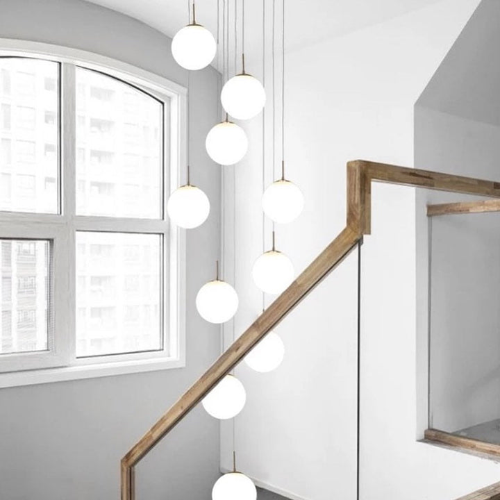 Gold Multi-Globe Pendant Light for Staircases