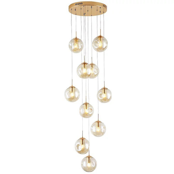 Gold Multi-Globe Pendant Light for Staircases