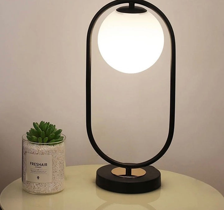 Modern Table Lamp with Circular Frame and Globe Shade