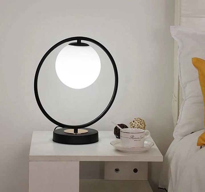 Modern Table Lamp with Circular Frame and Globe Shade