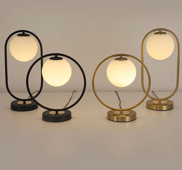 Modern Table Lamp with Circular Frame and Globe Shade