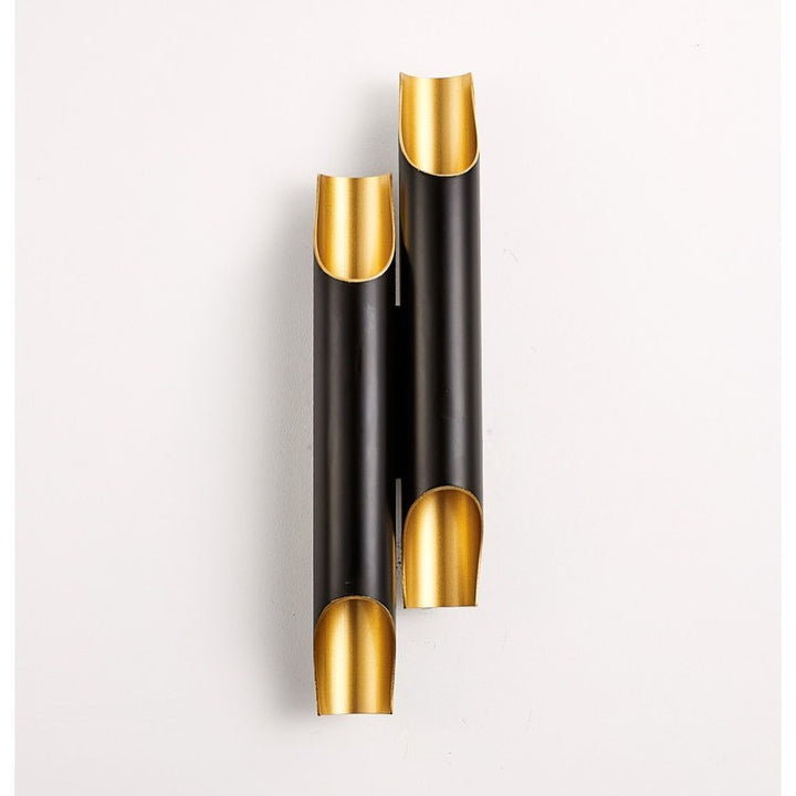 Modern Wall Light with Black and Gold Cylindrical Design