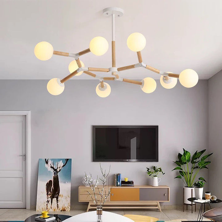 Scandinavian Branch-Style Ceiling Light with Globe Shades