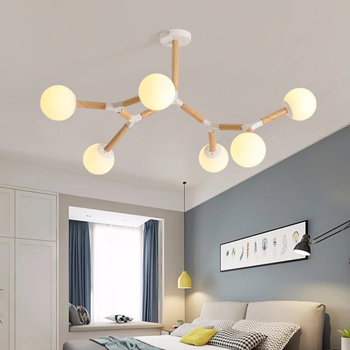 Scandinavian Branch-Style Ceiling Light with Globe Shades