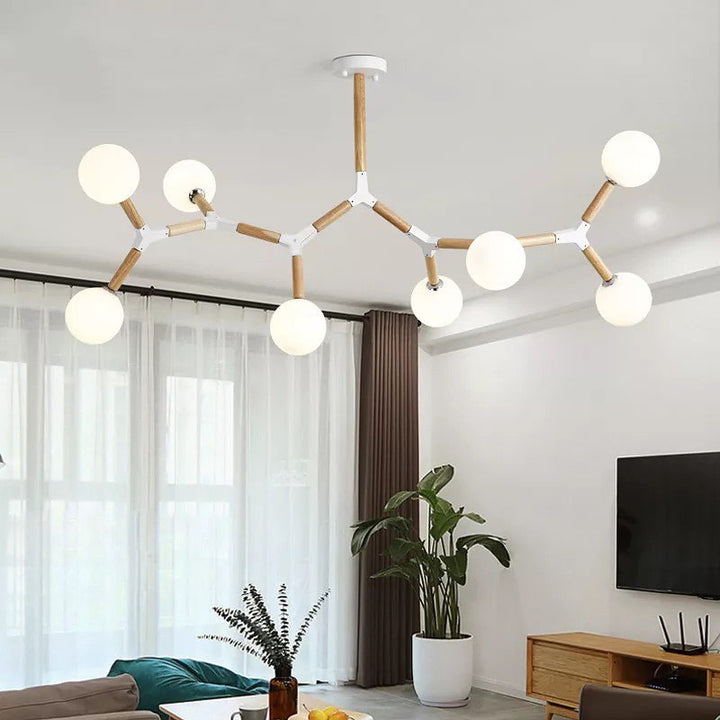 Scandinavian Branch-Style Ceiling Light with Globe Shades