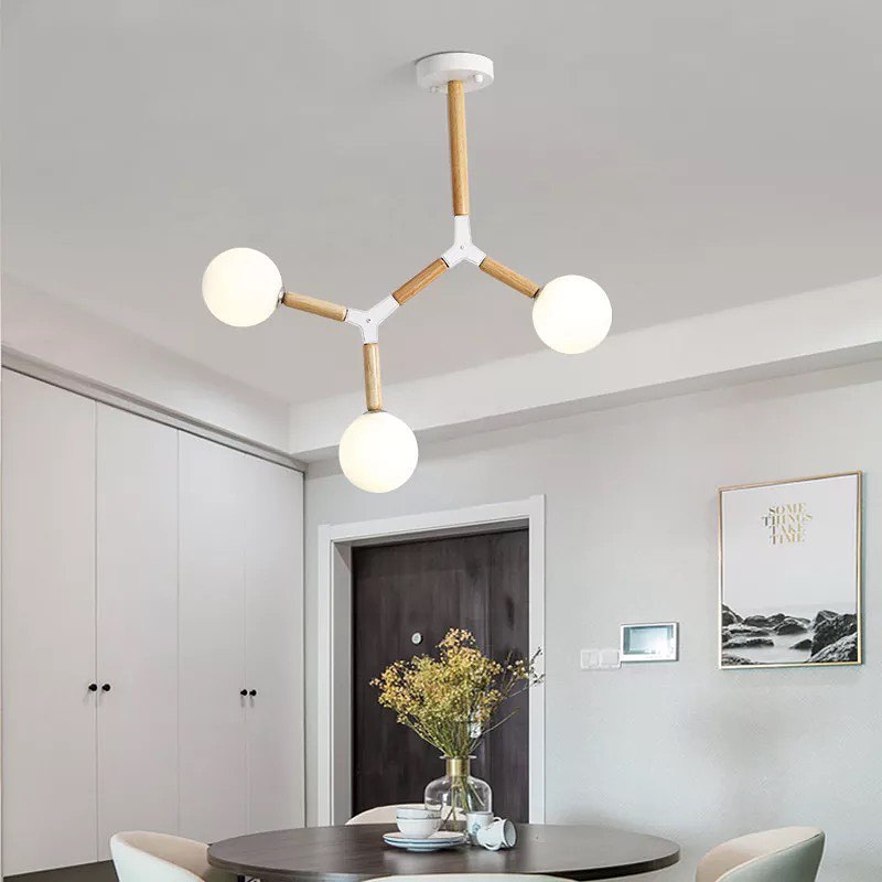 Scandinavian Branch-Style Ceiling Light with Globe Shades