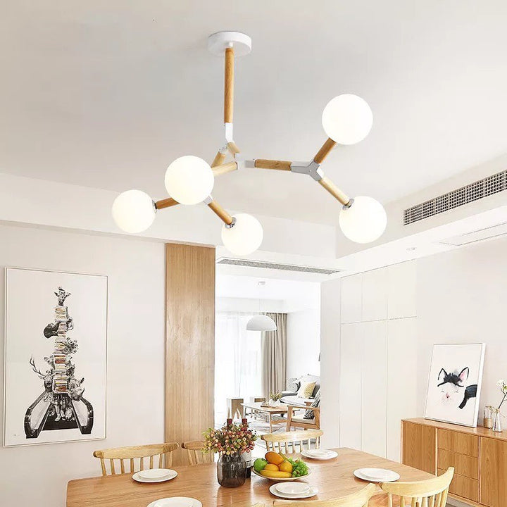 Scandinavian Branch-Style Ceiling Light with Globe Shades