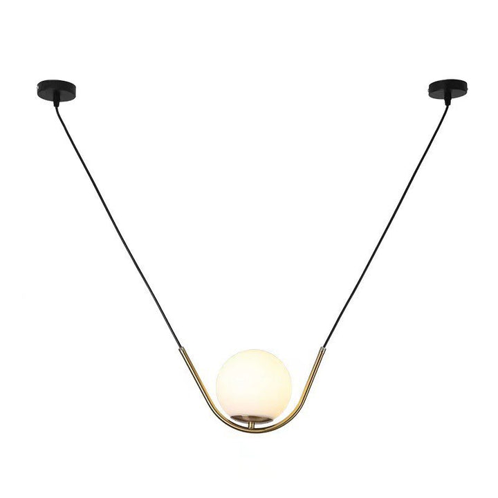 Modern Pendant Light with Globe Shade and Brass Frame