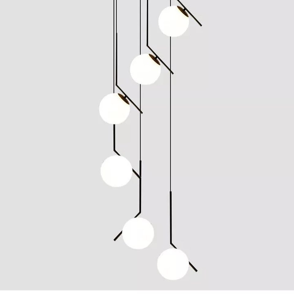 Modern Pendant Chandelier with Globe Shades for Staircases