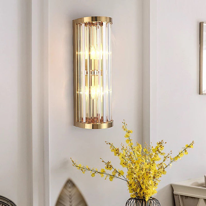 Elegant Wall Light with Glass Rods and Gold Finish