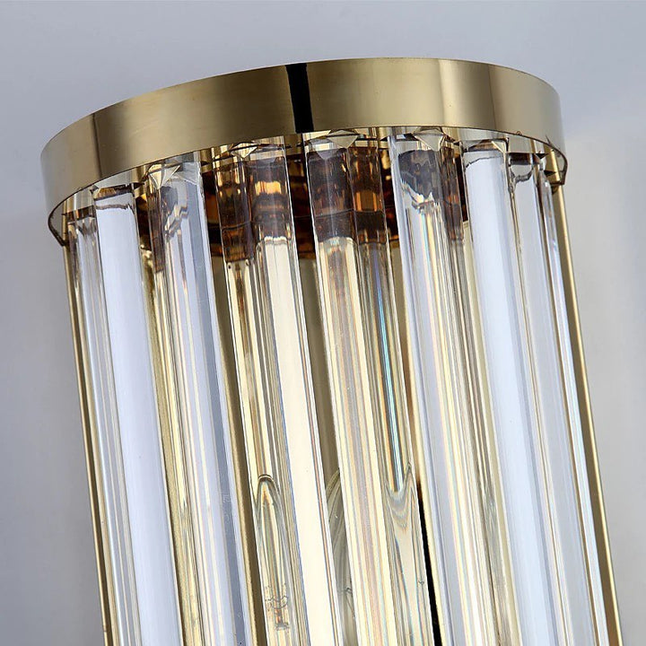 Elegant Wall Light with Glass Rods and Gold Finish