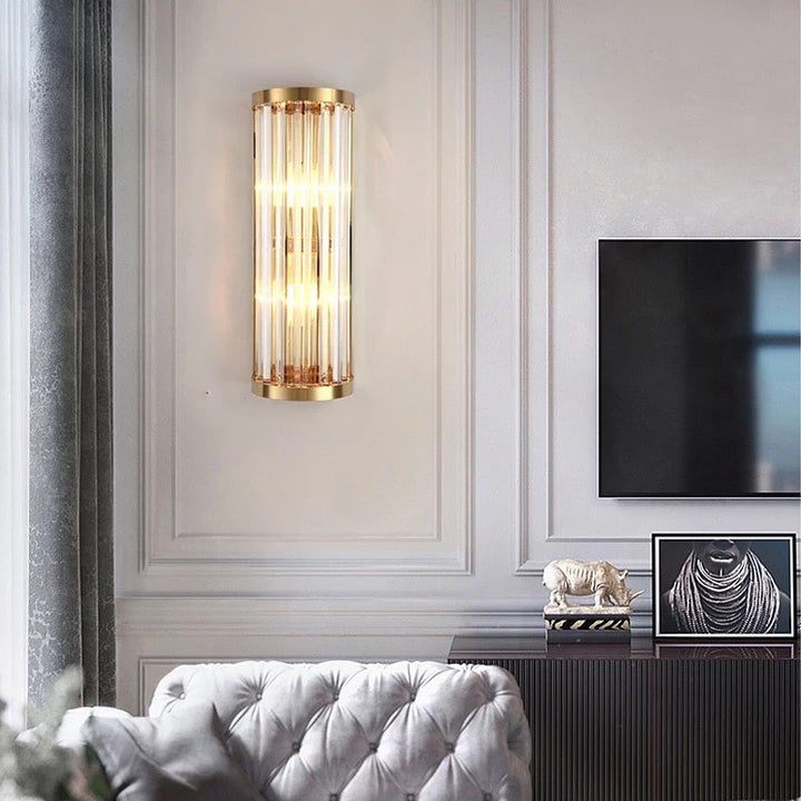 Elegant Wall Light with Glass Rods and Gold Finish