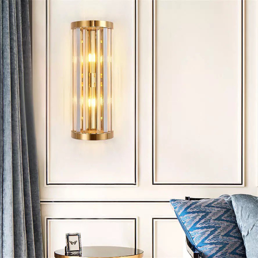 Elegant Wall Light with Glass Rods and Gold Finish