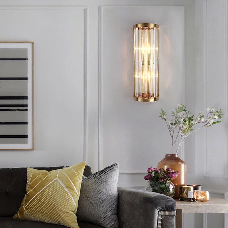 Elegant Wall Light with Glass Rods and Gold Finish