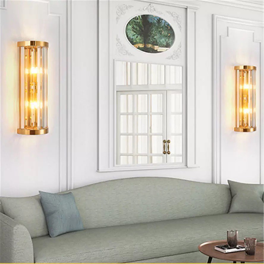 Elegant Wall Light with Glass Rods and Gold Finish