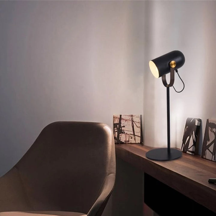 Modern Black Desk Lamp with Adjustable Spotlight Design