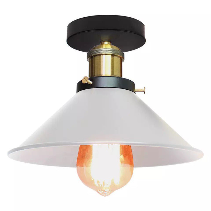 Industrial Ceiling Light with White Dome Shade