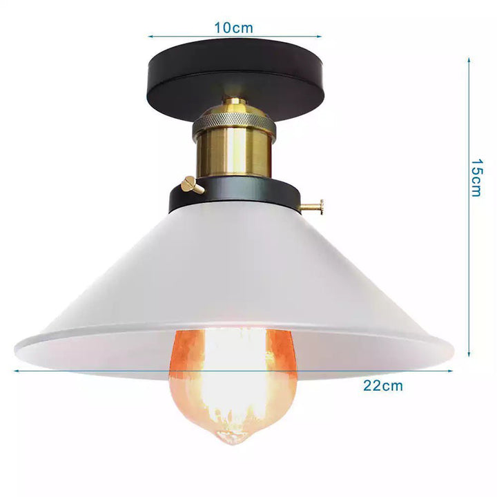 Industrial Ceiling Light with White Dome Shade