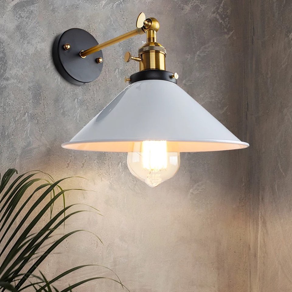 Industrial Ceiling Light with White Dome Shade