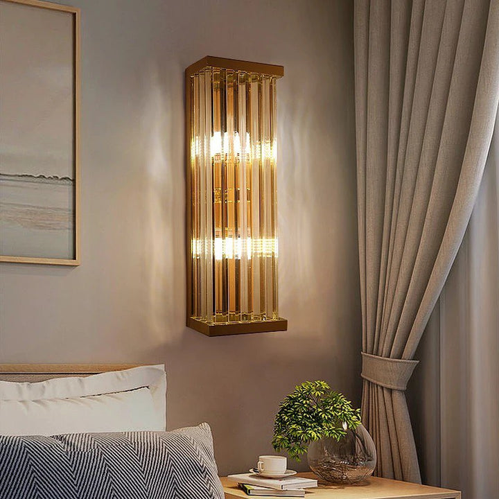 Luxury Wall Light with Gold Frame and Glass Rods