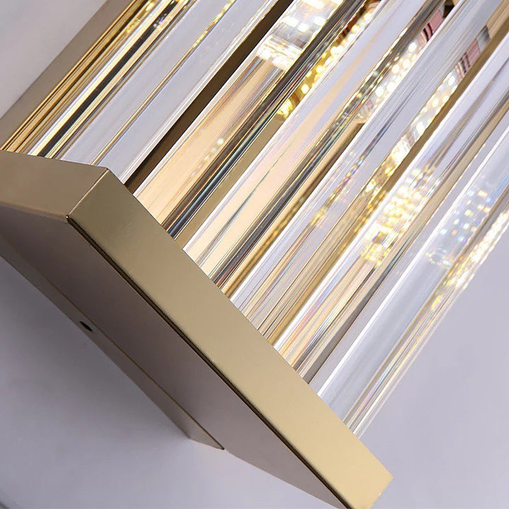 Luxury Wall Light with Gold Frame and Glass Rods