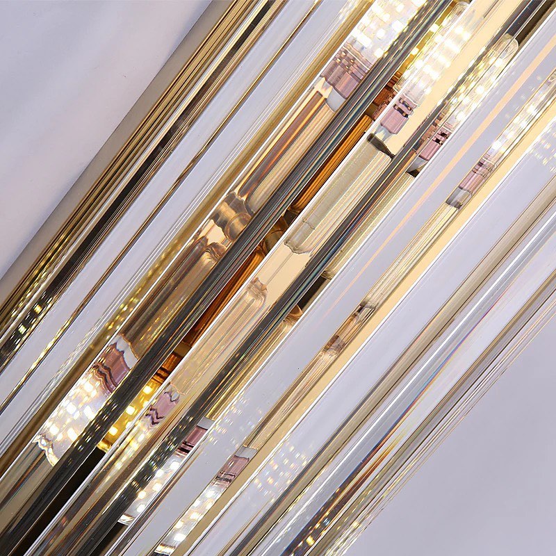 Luxury Wall Light with Gold Frame and Glass Rods