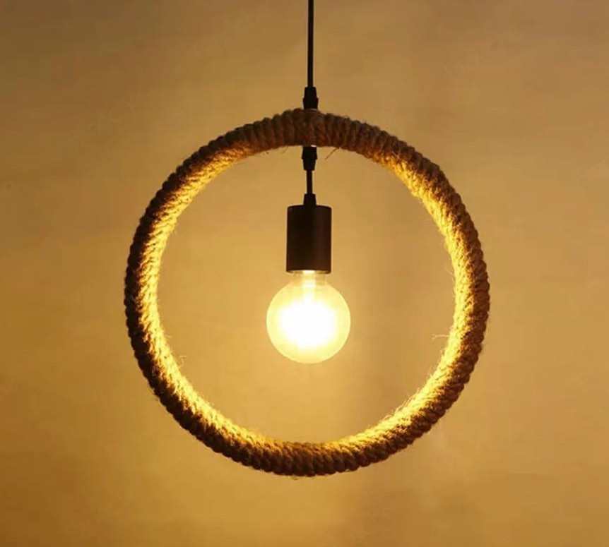 Rustic Rope Central Light Rustic Rope Pendant Light with Geometric FramesAdd a rustic and artist ...