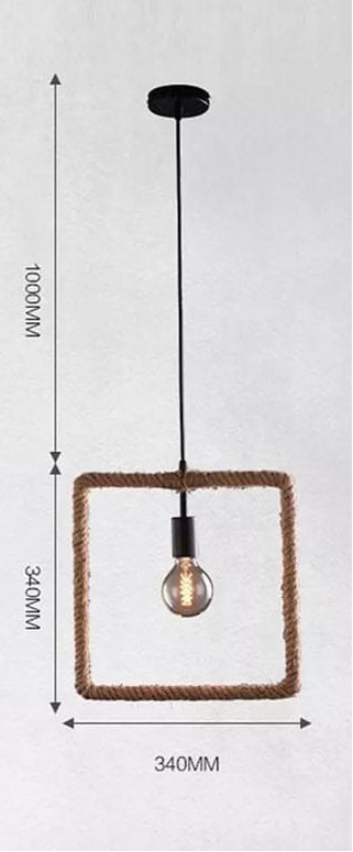 Rustic Rope Pendant Light with Geometric Frames