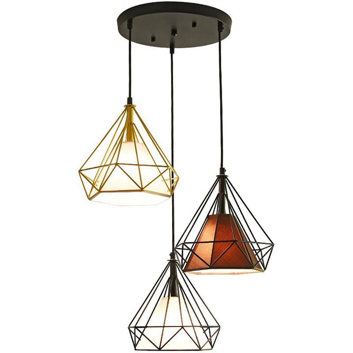 Modern Geometric Pendant Light with Tri-Color Shades