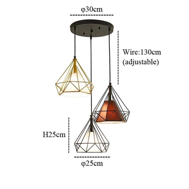 Modern Geometric Pendant Light with Tri-Color Shades