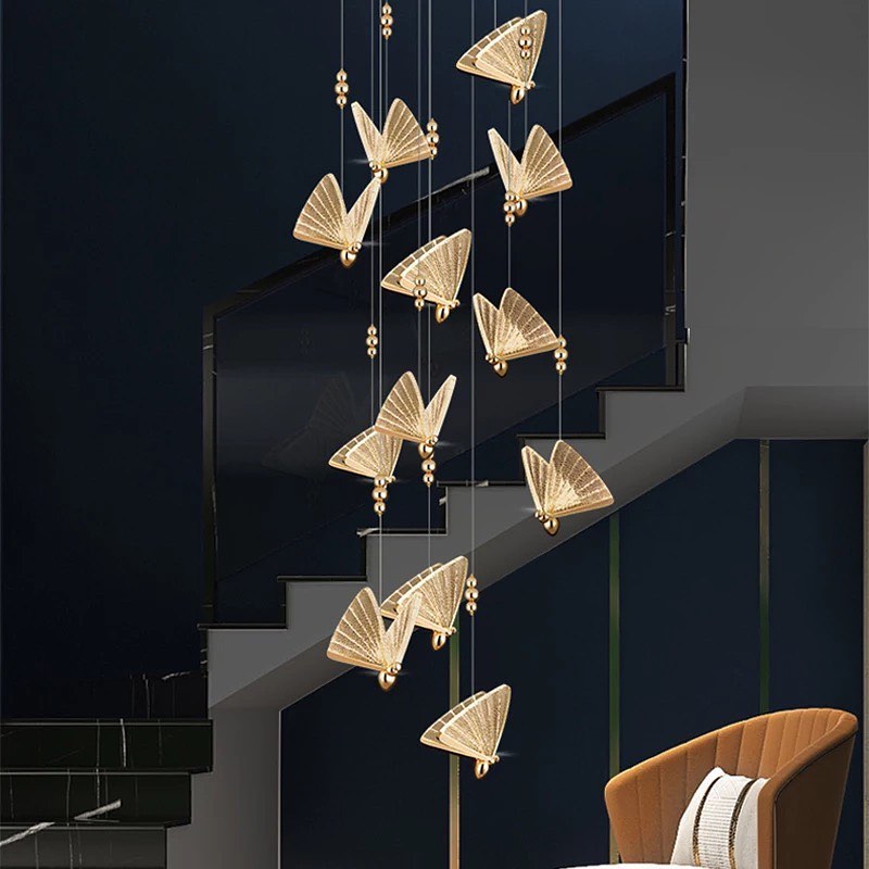 Artistic LED Butterfly Pendant Light with Gold Finish