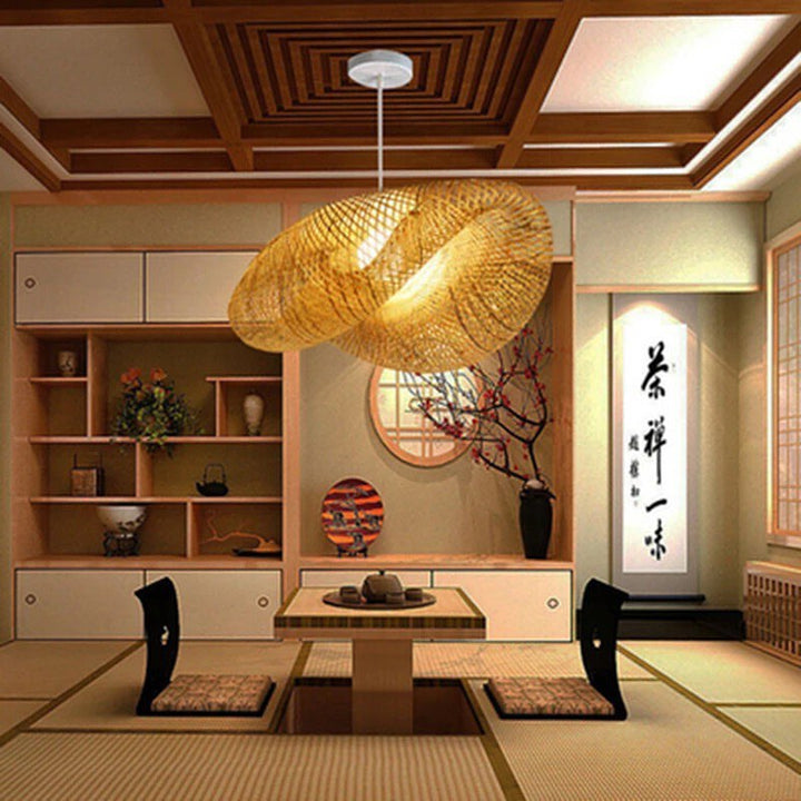 Artistic Woven Mesh Pendant & Floor Lamps - Gold Finish