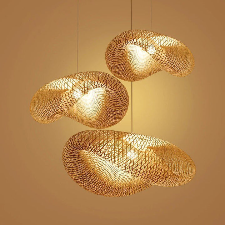 Artistic Woven Mesh Pendant & Floor Lamps - Gold Finish
