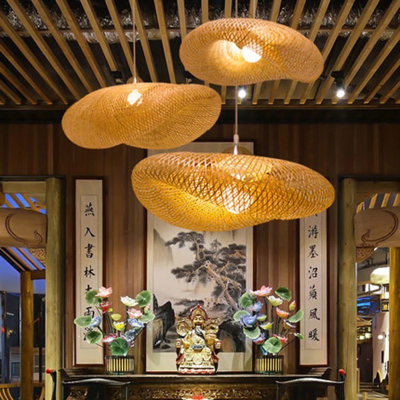 Artistic Woven Mesh Pendant & Floor Lamps - Gold Finish