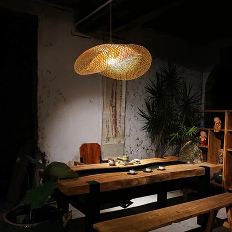 Artistic Woven Mesh Pendant & Floor Lamps - Gold Finish