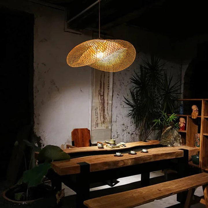 Artistic Woven Mesh Pendant & Floor Lamps - Gold Finish