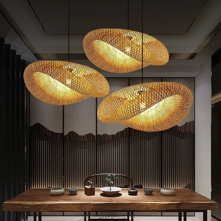 Artistic Woven Mesh Pendant & Floor Lamps - Gold Finish