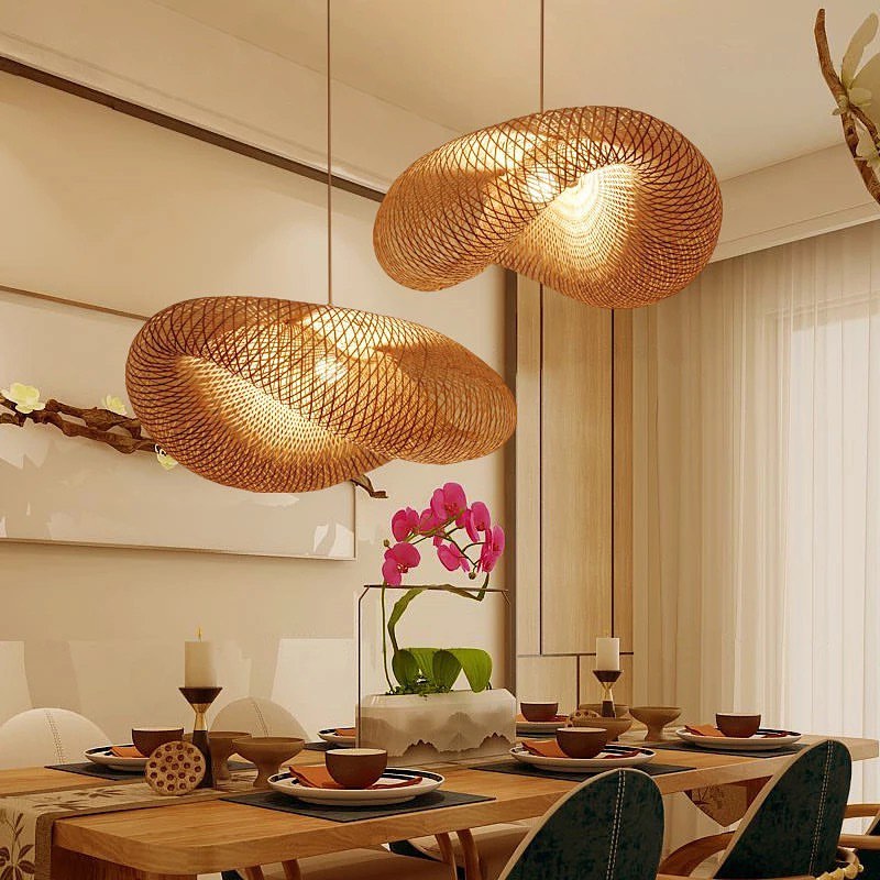 Artistic Woven Mesh Pendant & Floor Lamps - Gold Finish