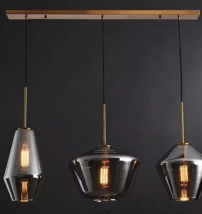 Modern Pendant Light with Amber Glass Shades - Artistic Design