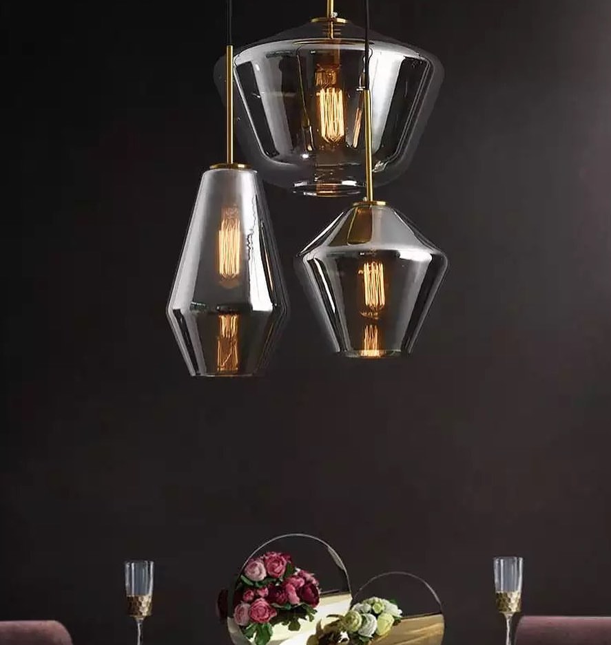 Modern Pendant Light with Amber Glass Shades - Artistic Design