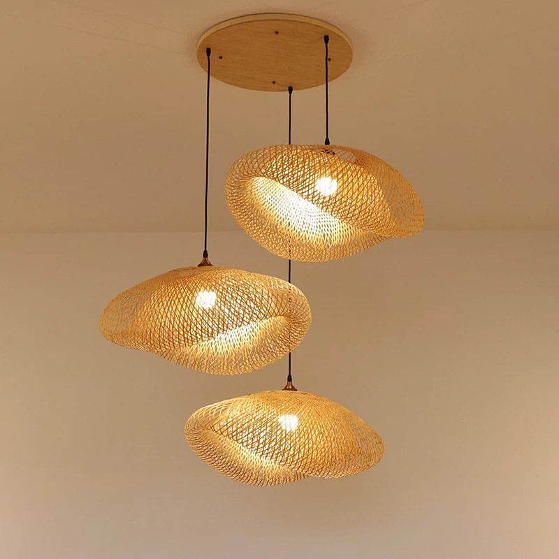 Artistic Woven Mesh Pendant & Floor Lamps - Gold Finish