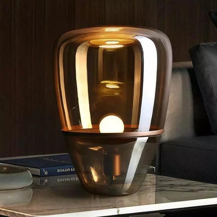 Modern Amber Glass Table Lamp - Sleek and Contemporary Design